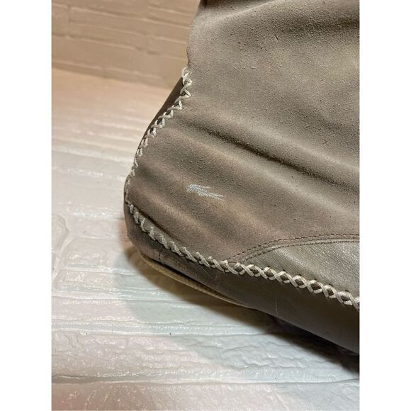 LACOSTE Cara Grey Beige Suede Leather Mid Calf Moccasin Slouch Boots - Picture 10 of 14